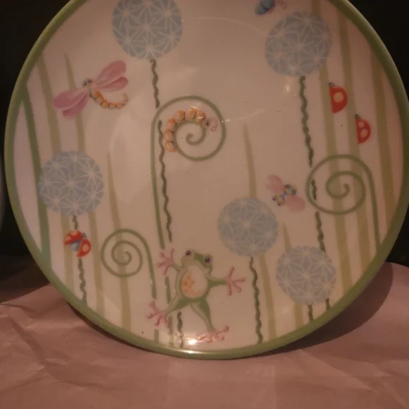 Tiffany Fiddleheads Porcelain Toddler  Plate & Bowl - Picture 2 of 4